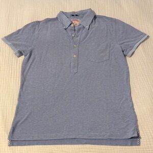 Men's Brooks Brother Blue Polo Shirt with Contrast Collar, sz M